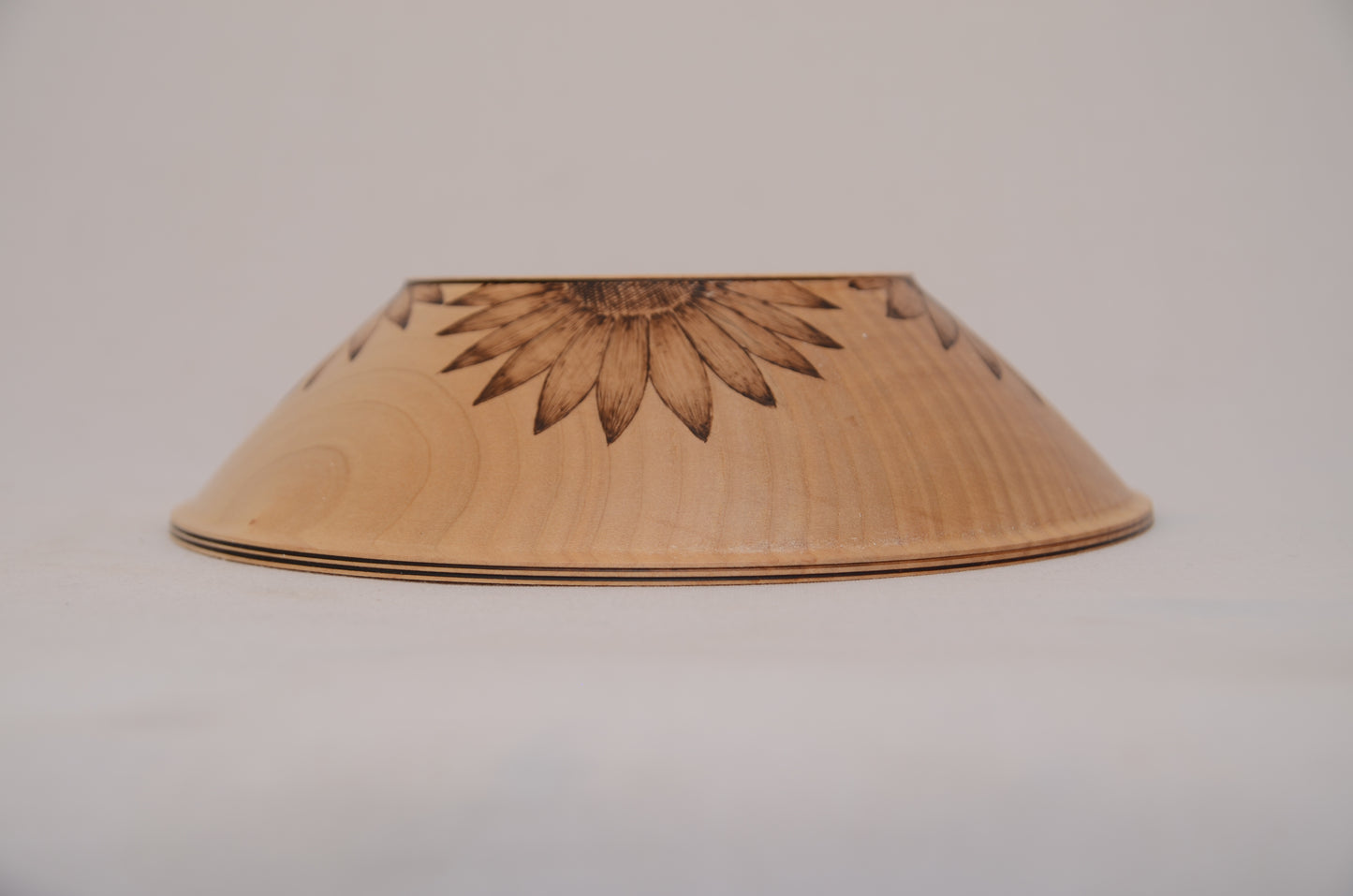 Pyrography sunflower maple bowl